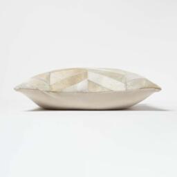 Chevron Cream Grey Leather Cushion - Grey - thumbnail 4