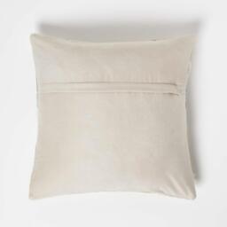 Chevron Cream Grey Leather Cushion - Grey - thumbnail 3