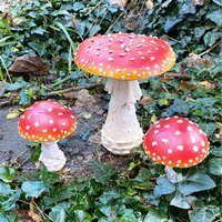 Set 3 Garden Mushroom Toadstool Ornaments - Red