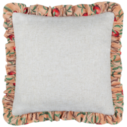 Okara Elephant Printed Ruffle Cushion - Peach/Linen / Feather - thumbnail 2