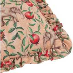 Okara Elephant Printed Ruffle Cushion - Peach/Linen / Feather - thumbnail 4