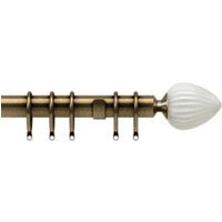 25-28mm Realm End Antique Brass Metal Curtain Pole Set - Antique Brass / 120cm