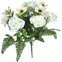 Cream Pembroke Rose and Fern Mixed Bunch - White