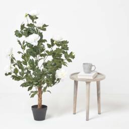 Homescapes Cream Artificial Peony Tree in Black Pot, 100 cm Tall - Cream - thumbnail 4