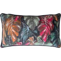 Mogori Leafage Digitally Printed Velvet Piped Cushion - Autumn / Polyester - thumbnail 1