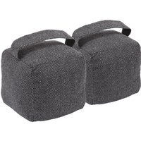 16 x 16cm Herringbone Door Stop Pack of 2 - Grey / 14cm