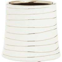 Haldis Small White and Silver Ceramic Planter - Silver