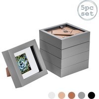 "3D Box Photo Frame - 4 x 4"" with 2x2"" Mount - Pack of 5 - Grey" - image 1