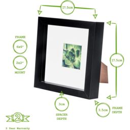 "3D Box Photo Frame - 6 x 6"" with 2 x 2"" Mount - White/Grey" - thumbnail 4