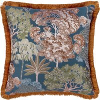Woodlands Floral Jacquard Cushion - Navy / 80 Polyester 20 Feather - image 1