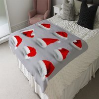 Collection Of Red Santa Claus Hats Soft Blanket - Blue - thumbnail 1