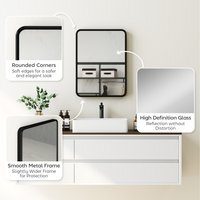 HOMCOM Rectangular Mirror with Metal Frame Decorative Wall Mirror - Black / 40.5L x 30W x 3D cm