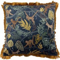 Monkey Forest Jungle Cushion - Midnight Blue / Polyester - image 1