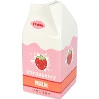 Strawberry Milk Carton Flower Vase Kawaii Ceramic Decor - Pink - image 1