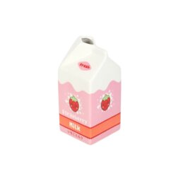 Strawberry Milk Carton Flower Vase Kawaii Ceramic Decor - Pink - thumbnail 4