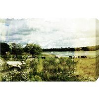 CountrySide Vintage Cow Art Print Wrapped on Canvas - Green / 112cm - image 1