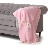 100 Acrylic Throw - 150cm x 125cm - Pink - thumbnail 1