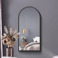 MirrorOutlet The Arcus Metal Framed Arched Wall Mirror - Black / 40cm - thumbnail 1