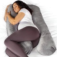 Aamira Dark Grey U-Shaped Pregnancy Pillow Memory Foam Full Body - Dark Grey - image 1