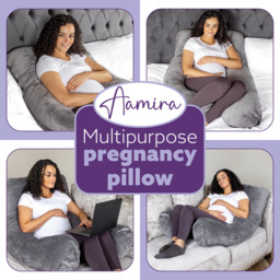 Aamira Dark Grey U-Shaped Pregnancy Pillow Memory Foam Full Body - Dark Grey - thumbnail 5