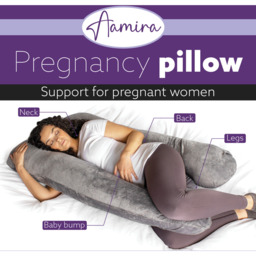 Aamira Dark Grey U-Shaped Pregnancy Pillow Memory Foam Full Body - Dark Grey - thumbnail 2