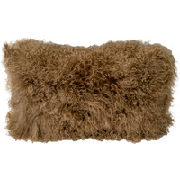 Rectangle Curly Sheepskin Cushion - Light Brown - image 1