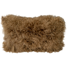 Rectangle Curly Sheepskin Cushion - Light Brown - thumbnail 4