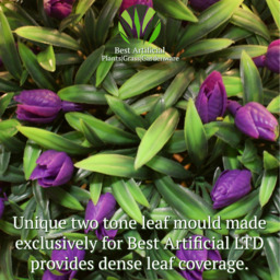Best Artificial Outdoor 24cm Purple Tulip Hanging Basket Flower Topiary Ball - Purple - thumbnail 5