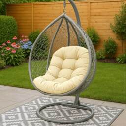Egg Chair Cushion, Luxury Hanging Basket Swing Chair Cushion - Cream - thumbnail 5