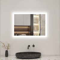 LED Bathroom Mirror with socket, Anti-fog - White / 70cm