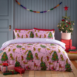 Purfect Christmas Duvet Cover Set - Pink/Lilac / Single - thumbnail 4