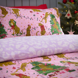 Purfect Christmas Duvet Cover Set - Pink/Lilac / Single - thumbnail 5