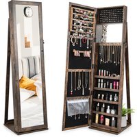 3-in-1 Full-Length Mirrored Jewelry Cabinet - Brown