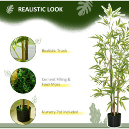 HOMCOM Artificial Plant Bamboo Height 120 cm with Pot - Green - thumbnail 2