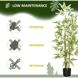 HOMCOM Artificial Plant Bamboo Height 120 cm with Pot - Green - thumbnail 3