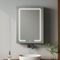 Bathroom Mirror Cabinet with Touch LED - Black & Silver