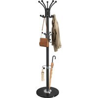 Freestanding Metal Coat Rack with Marble Base - Black / 38cm