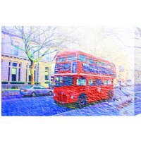 London Bus Red Front Graphic Art on Canvas - Red / 92cm