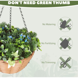 HOMCOM Artificial Flowers in Basket with PE Leaves and 18 Flowers - Green - thumbnail 2