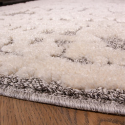 Floral Damask Soft Scandi Shaggy Area Rug - Grey & White / 110 x 60cm - thumbnail 3