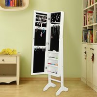SONGMICS Jewelry Cabinet and Standing Mirror Box Two in One - White - image 1