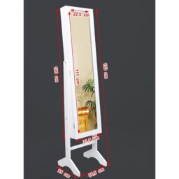 SONGMICS Jewelry Cabinet and Standing Mirror Box Two in One - White - thumbnail 3