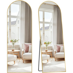 SONGMICS Floor Standing Full Body Mirror with Aluminium Frame - gold - thumbnail 2
