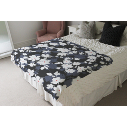 White Black  Purple Flowers Blanket - Purple - thumbnail 4