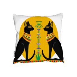 Illustration Of Black Egyptian Cats With Papyrus Outdoor Cushion - Yellow / 60cm - thumbnail 2
