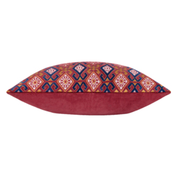 Laurel Embroidered Velvet Cushion - Ruby / 80 Polyester 20 Feather - thumbnail 3
