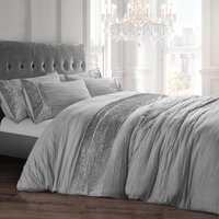 Velvet Diamonte Panel Duvet Set - Silver / Single - image 1
