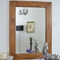 MirrorOutlet Farmhouse Dark Natural Wood Wall Mirror - Brown