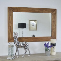 MirrorOutlet Farmhouse Dark Natural Wood Wall Mirror - Brown - thumbnail 5