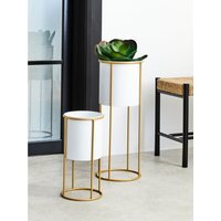 Trosa Large White And Gold Floor Standing Planter - White